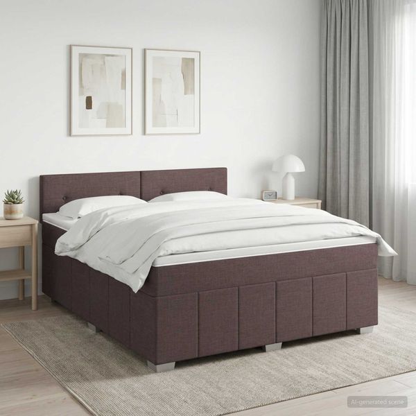vidaXL Posteľ boxspring s matracom Tmavohnedá 140 x 200 cm Látka