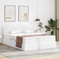 vidaXL Postel s úložným prostorem a LED svetlom Čistá biela Umelá koža