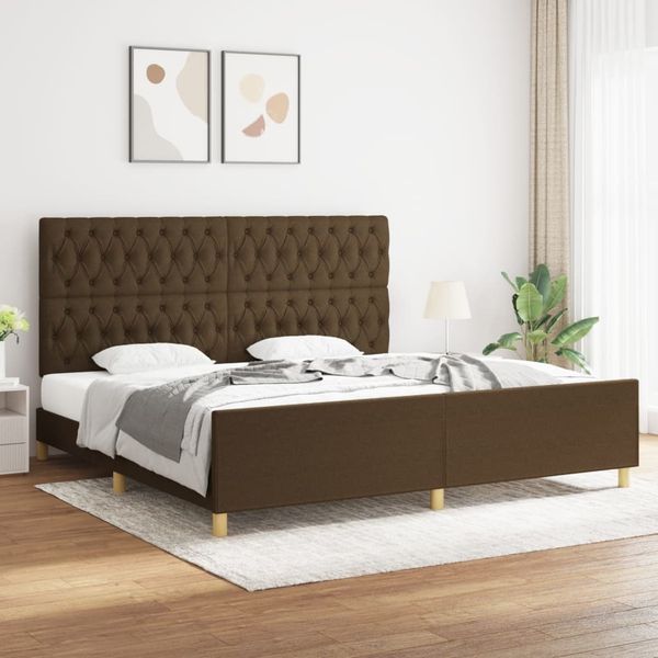 vidaXL Posteľný rám s čelom tmavohnedý 200x200 cm látka