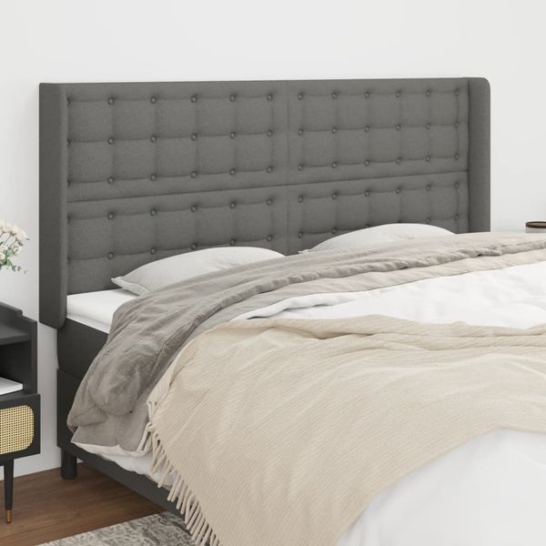 vidaXL Čelo postele so záhybmi tmavosivé 183x16x118/128 cm látka