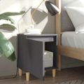 vidaXL Nočné stolíky 2 ks nohy z masívneho dreva sivé 40x30x50 cm