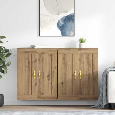 vidaXL Závesná skrinka Nástenný 2 pcs Remeselný dub 69,5 x 34 x 90 cm