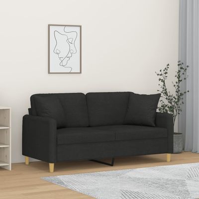 vidaXL 2-miestna pohovka s vankúšmi čierna 140 cm látka
