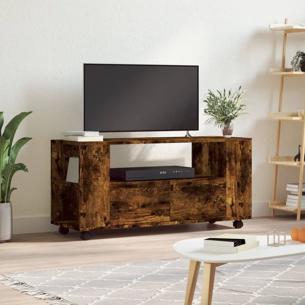 vidaXL TV skrinka dymový dub 102x34,5x43 cm kompozitné drevo