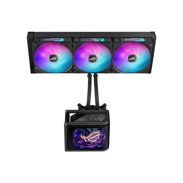 ASUS ROG RYUO IV SLC 360 ARGB AIO vodní chlazení, 360mm radiátor, 6,67" 2K AMOLED displej, 3× 120mm ARGB ventilátory, AM4/AM5/LGA1700/1851, RGB podsvícení