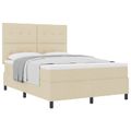 vidaXL Posteľ s pružinovým rámom Krémová 140 x 190 cm látka