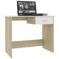 vidaXL Stôl biely a dub sonoma 100x50x76 cm drevotrieska