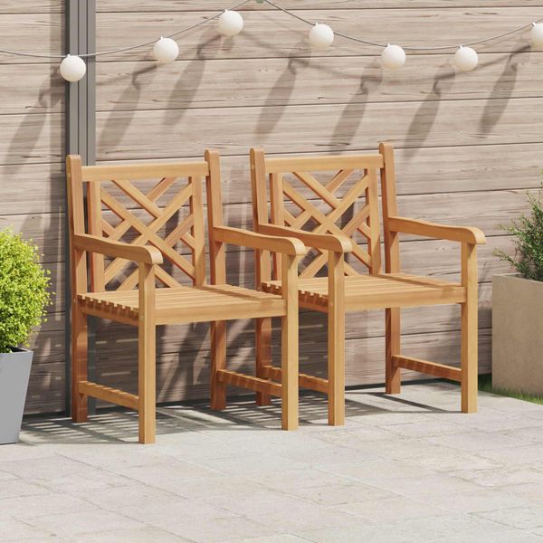vidaXL Záhradná stolička 2 pcs 60 x 58 x 90 cm Husté teakové drevo