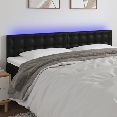 vidaXL Čelo postele s LED čierne 180x5x78/88 cm umelá koža