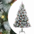 vidaXL Umelý vianočný stromček Zelená a biela 240 cm PVC, kov a plast