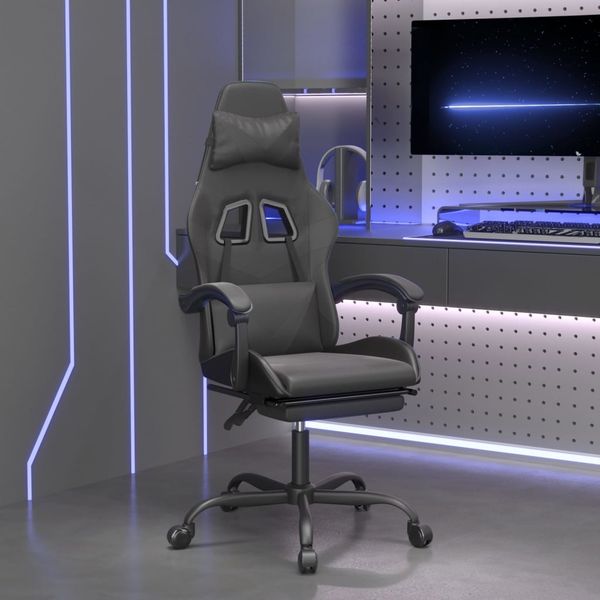 vidaXL Otočná herná stolička s podnožkou čierna umelá koža