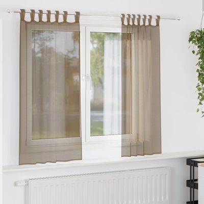 vidaXL Voálové závesy so slučkami, 2 ks, svetlohnedé 140x140 cm