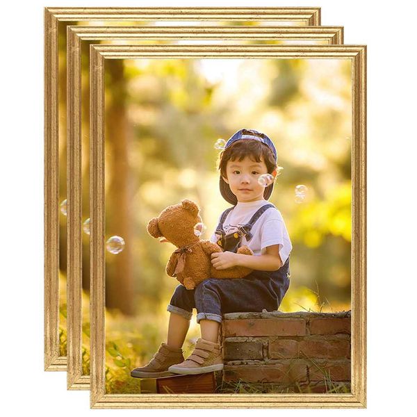 vidaXL Fotorámiky na stôl, koláž 3 ks, zlaté 20x25 cm, MDF
