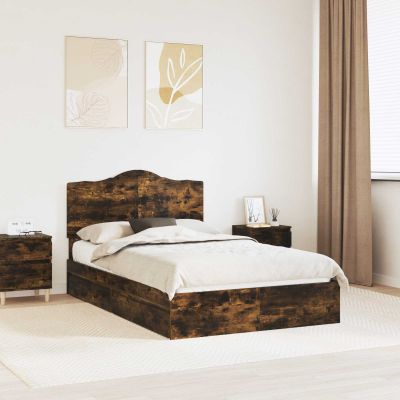 vidaXL Úložná posteľ Dymová dub 135 x 190 cm Kompozitné drevo