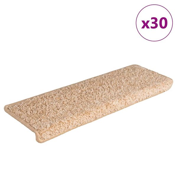 vidaXL Schodové rohože 30 ks 65x21x4 cm zlaté s obdĺžnikovým okrajom
