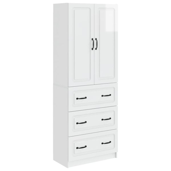 vidaXL Sada skríň 2 pcs Biela s vysokým leskom 66 x 34,5 x 87 cm