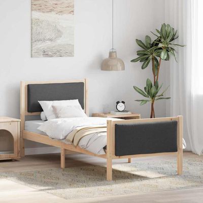 vidaXL Rám postele s čelnou doskou Tmavo šedá 80 x 200 cm látka