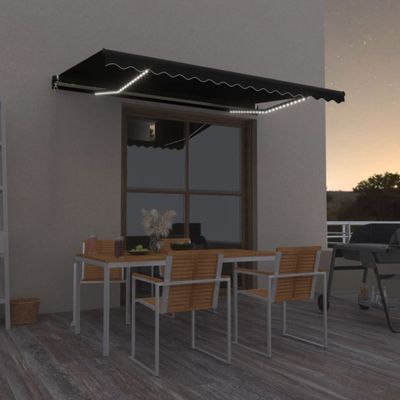 vidaXL Ručne zaťahovacia markíza s LED 400x350 cm antracitová