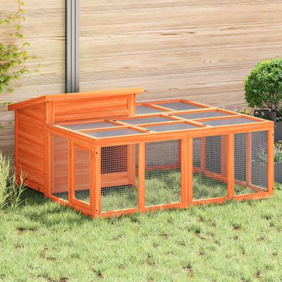 vidaXL Králikáreň hnedá 144x123x67,5 cm masívna borovica