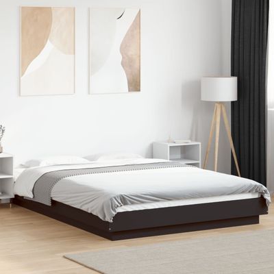 vidaXL Posteľný rám s LED svetlami čierny 120x190 cm kompozitné drevo