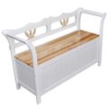 vidaXL Drevená lavica s úložným priestorom, biela 126 x 42 x 75 cm
