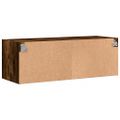 vidaXL Bočná skrinka so sklenenými dvierkami dymový dub 102x37x35 cm