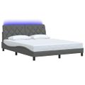 vidaXL Rám postele s LED bez matraca tmavosivá 160x200 cm látka
