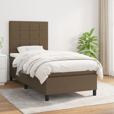 vidaXL Posteľný rám boxsping s matracom hnedý 80x200 cm látka