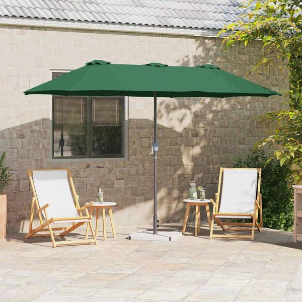 vidaXL Záhradný slnečník Zelená 370 x 197 x 239 cm Polyester a hliník