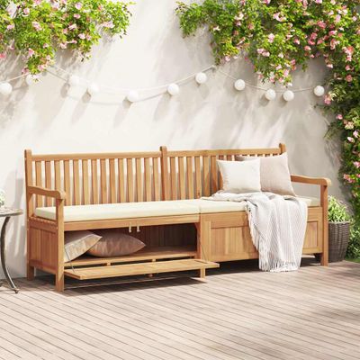 vidaXL Záhradná lavička s dverami 228 x 60 x 90 cm Husté teakové drevo