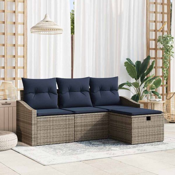 vidaXL Sada pohoviek s vankúšom 3 pcs polyratan