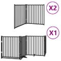 vidaXL Brána pre psa dvere sklad. 8-panel. čierna 640cm topoľové drevo