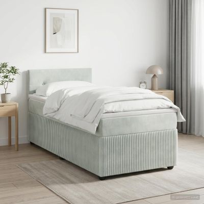 vidaXL Posteľ boxspring s matracom Svetlosivá 100 x 200 cm Zamat