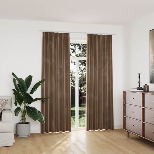 vidaXL Zatemňovacie závesy 2 ks s háčikmi, zamat, béžové 140x225 cm