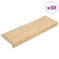 vidaXL Schodové rohože 30 ks 65x21x4 cm krémové s obdĺžnikovým okrajom