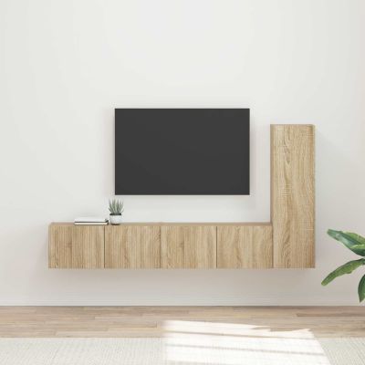 vidaXL Zostava TV skriniek Nástenný 3 pcs Sonoma dub Kompozitné drevo