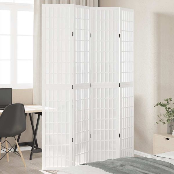 vidaXL Paraván 4 panely biely masívne drevo paulovnie