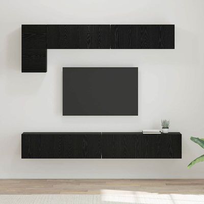 vidaXL Zostava TV skriniek Nástenný 5 pcs Čierny dub Kompozitné drevo