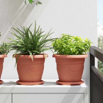 vidaXL Kulatý kvetináč 24 pcs Tehlovo červená Ø 22 x 18 cm Plast