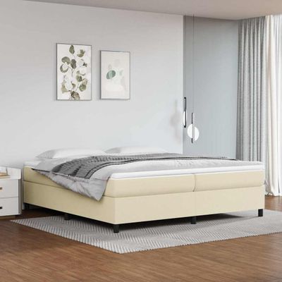 vidaXL Posteľný rám s boxspringom krémový 200x200 cm umelá koža