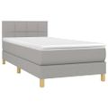 vidaXL Posteľ boxsping s matracom a LED bledosivá 90x200 cm látka
