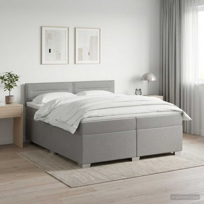 vidaXL Posteľ boxspring s matracom Svetlosivá 200 x 200 cm Látka