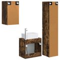 vidaXL Sada kúpeľňového nábytku 3 ks Dymový dub 33 x 34,5 x 160 cm
