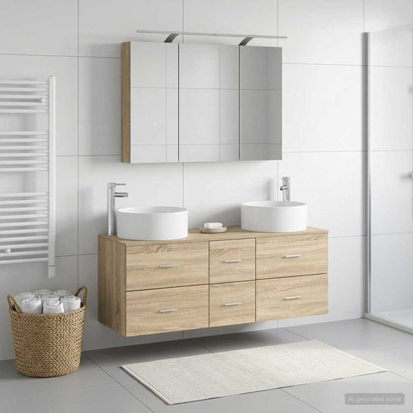 vidaXL Sada kúpeľňového nábytku 4 pcs Dub sonoma