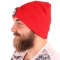 Čiapka s čelovkou 180lm, nabíjacia, USB, univerzálna veľkosť, bavlna/PE, červená SIXTOL
