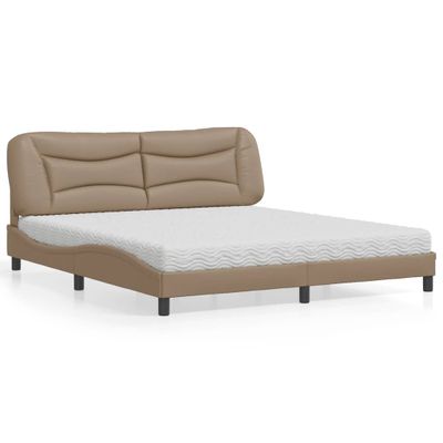 vidaXL Posteľ s matracom Hvar kapučínová 180x200 cm umelá koža