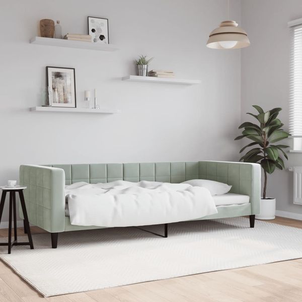 vidaXL Denná posteľ bledosivá 90x190 cm zamat