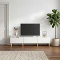 vidaXL TV skrinka 147 x 34,5 x 30 cm Biela s vysokým leskom