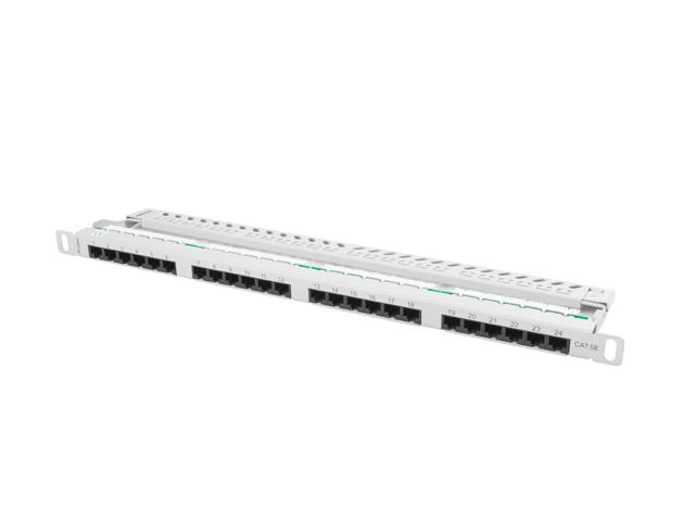 Patch panel 48 portov 1U 19'' CAT.5E utp šedý lanberg