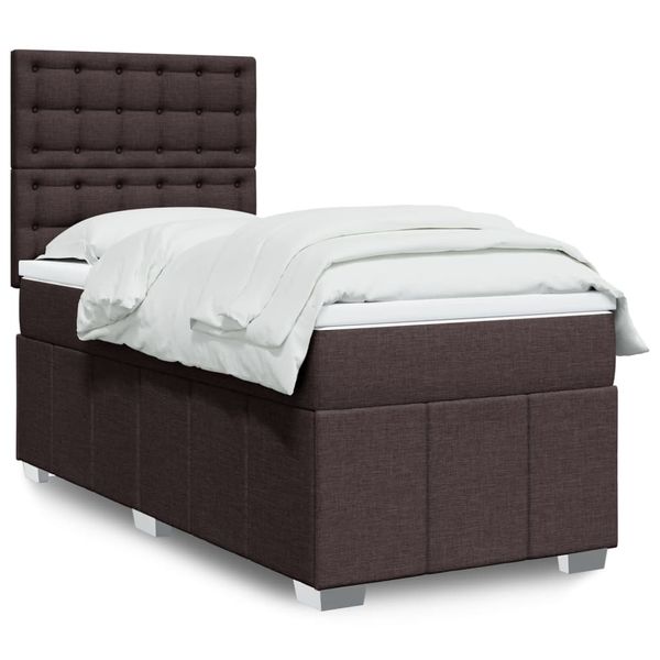 vidaXL Boxspring posteľ s matracom tmavohnedá 90x190 cm látka